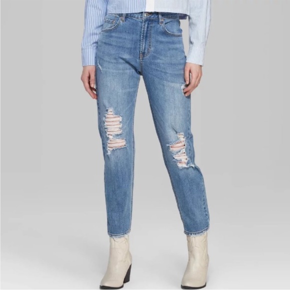 Wild Fable High Rise Distressed Mom Jean - 12/31 - Picture 1 of 8